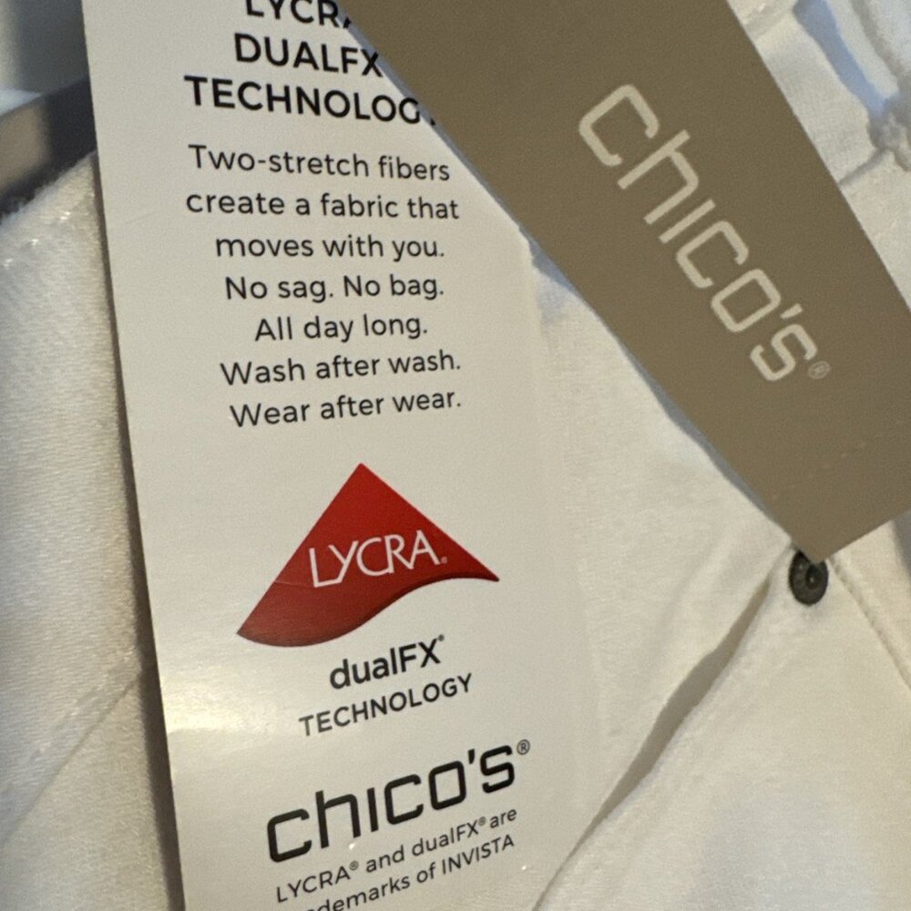 Chico's Capri Pants Womens 16 Size 3 White Stretch Skinny Cropped NEW - Picture 2 of 13